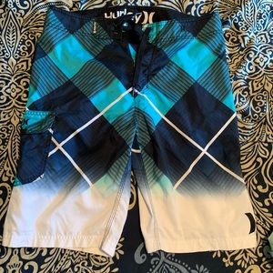 Men’s blue and white swim shorts (Hurley)